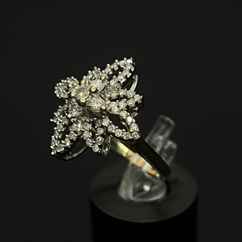 Two-Tone Diamond Flower Statement Ring - image 2